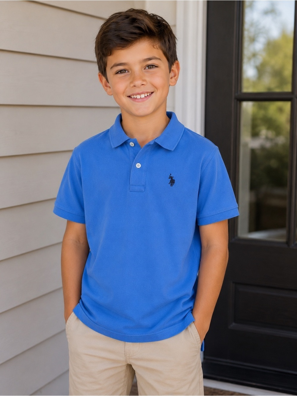 U.S. Polo Assn. Bright Blue Short-Sleeve Polo with Embroidered Logo